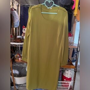 Ikoll size L/XL periwinkle, possibly linen, midi dress